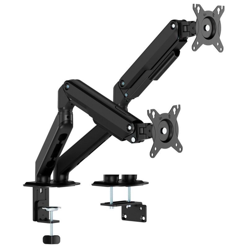 AISENS Soporte de Mesa Eco Contrapeso Giratorio e Inclinable para Monitor/TV 9kg (3 Pivotes, 2 Brazos) de 17-32, Negro