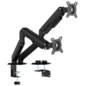 AISENS Soporte de Mesa Eco Contrapeso Giratorio e Inclinable para Monitor/TV 9kg (3 Pivotes, 2 Brazos) de 17-32, Negro