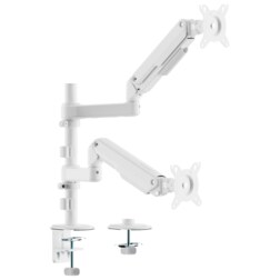 AISENS Soporte de Mesa Eco Contrapeso Giratorio e Inclinable para Monitor/TV 9kg (3 PIVOTES, 2 BRAZOS) de 17-32, Blanco