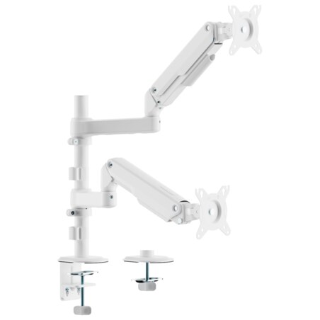 AISENS Soporte de Mesa Eco Contrapeso Giratorio e Inclinable para Monitor/TV 9kg (3 PIVOTES, 2 BRAZOS) de 17-32, Blanco