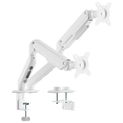 AISENS Soporte de Mesa Eco Contrapeso Giratorio e Inclinable para Monitor/TV 9kg (3 PIVOTES, 2 BRAZOS) de 17-32, Blanco