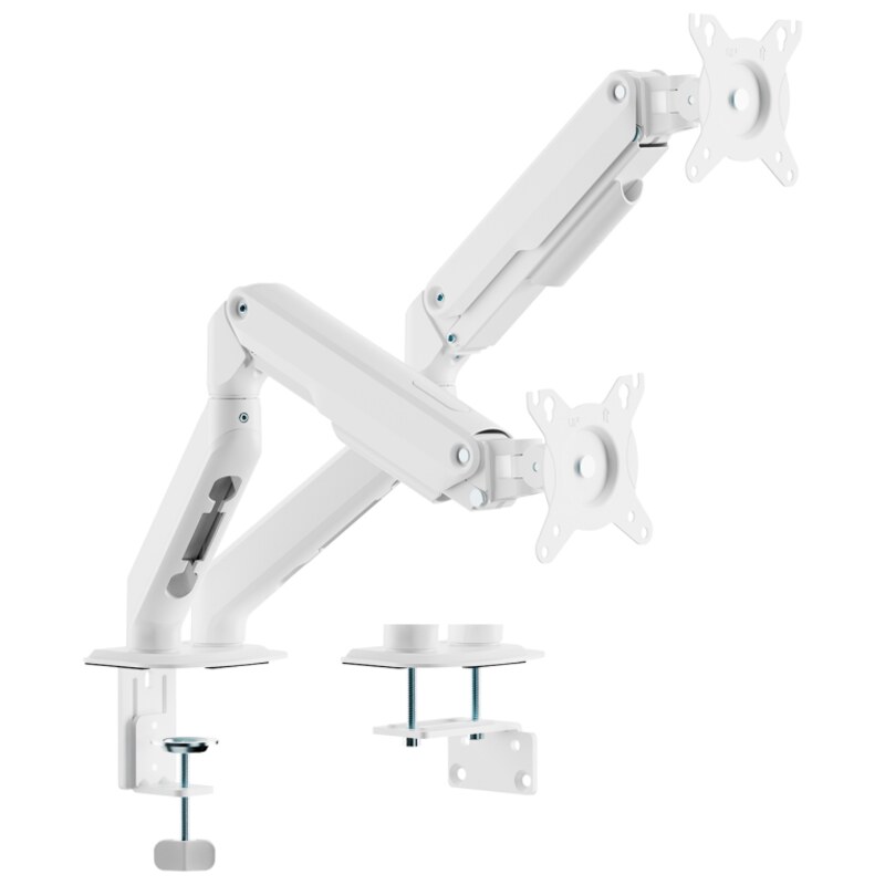 AISENS Soporte de Mesa Eco Contrapeso Giratorio e Inclinable para Monitor/TV 9kg (3 PIVOTES, 2 BRAZOS) de 17-32, Blanco
