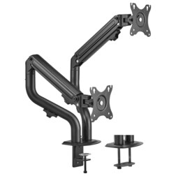 AISENS Soporte de Mesa ECO Contrapeso Giratorio e Inclinable para Monitor/TV 8Kg (3 Pivotes, 2 Brazos) de 17-32, Negro