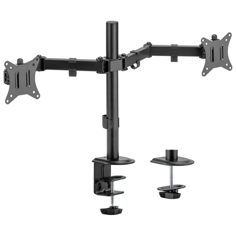 AISENS Soporte de Mesa ECO Giratorio e Inclinable para Monitor/TV 9Kg (3 Pivotes, 2 Brazos) de 17-32, Negro