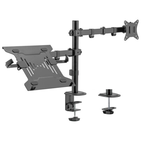 AISENS Soporte de Mesa Giratorio e Inclinable para Portatil y Monitor/TV 9Kg de 17-32, Negro
