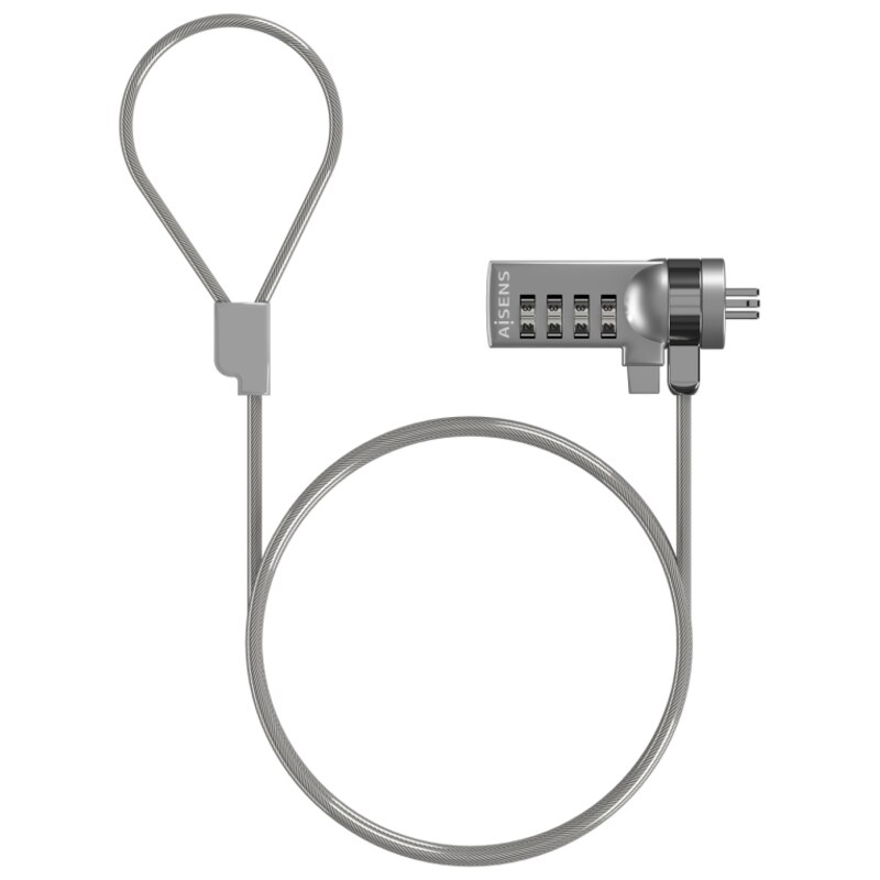 AISENS Cable de Seguridad con Cerradura de Combinacion para Ordenador, Monitor, Portatil 1.5M