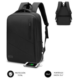 SUBBLIM City Backpack Mochila para portátil 15.6", Poliéster Oxford, Negra
