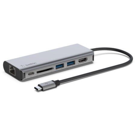 Belkin AVC008BTSGY base para portátil y replicador de puertos USB 3.2 Gen 1 (3.1 Gen 1) Type-C Negro, Gris