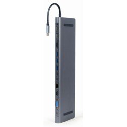 Gembird A-CM-COMBO9-01 base para portátil y replicador de puertos USB 3.2 Gen 1 (3.1 Gen 1) Type-C Gris