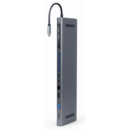 Gembird A-CM-COMBO9-01 base para portátil y replicador de puertos USB 3.2 Gen 1 (3.1 Gen 1) Type-C Gris