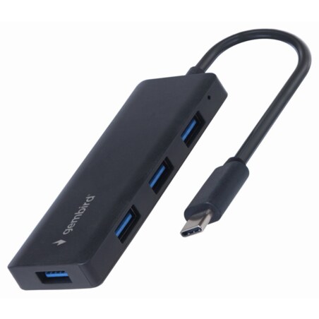 Gembird UHB-CM-U3P4-02 base para portátil y replicador de puertos Alámbrico USB 3.2 Gen 1 (3.1 Gen 1) Type-C Negro