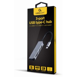 Gembird UHB-CM-CRU3P1U2P2-01 base para portátil y replicador de puertos Alámbrico USB 3.2 Gen 1 (3.1 Gen 1) Type-A Plata