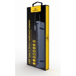 Gembird A-CM-COMBO10-01 base para portátil y replicador de puertos Alámbrico USB 3.2 Gen 1 (3.1 Gen 1) Type-C Gris