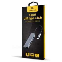 Gembird UHB-CM-U3P1U2P3-01 base para portátil y replicador de puertos Alámbrico USB 3.2 Gen 1 (3.1 Gen 1) Type-C Plata