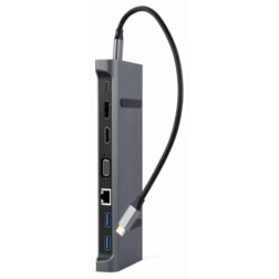Gembird A-CM-COMBO9-02 base para portátil y replicador de puertos Alámbrico USB 3.2 Gen 1 (3.1 Gen 1) Type-C Gris