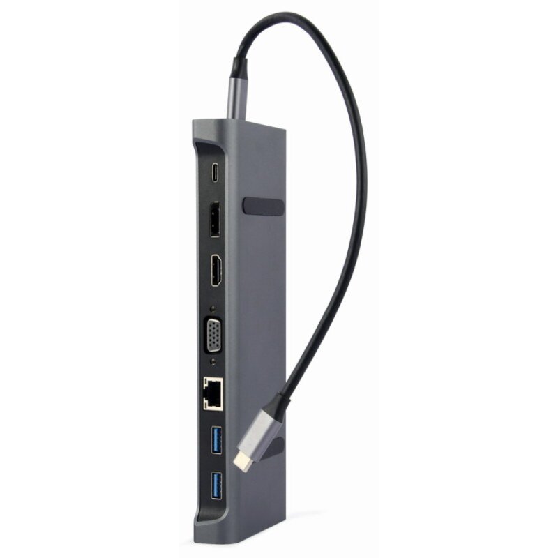 Gembird A-CM-COMBO9-02 base para portátil y replicador de puertos Alámbrico USB 3.2 Gen 1 (3.1 Gen 1) Type-C Gris