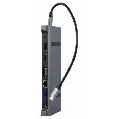 Gembird A-CM-COMBO9-02 base para portátil y replicador de puertos Alámbrico USB 3.2 Gen 1 (3.1 Gen 1) Type-C Gris