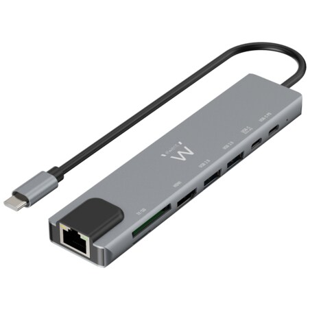 Ewent EW1146 base para portátil y replicador de puertos Alámbrico USB 3.2 Gen 1 (3.1 Gen 1) Type-C Gris