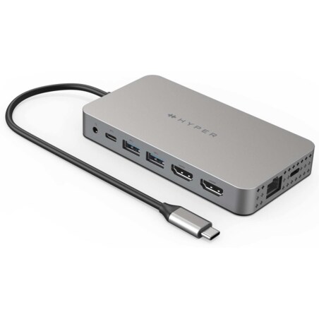 HYPER HDM1H base para portátil y replicador de puertos USB 3.2 Gen 1 (3.1 Gen 1) Type-C Acero inoxidable