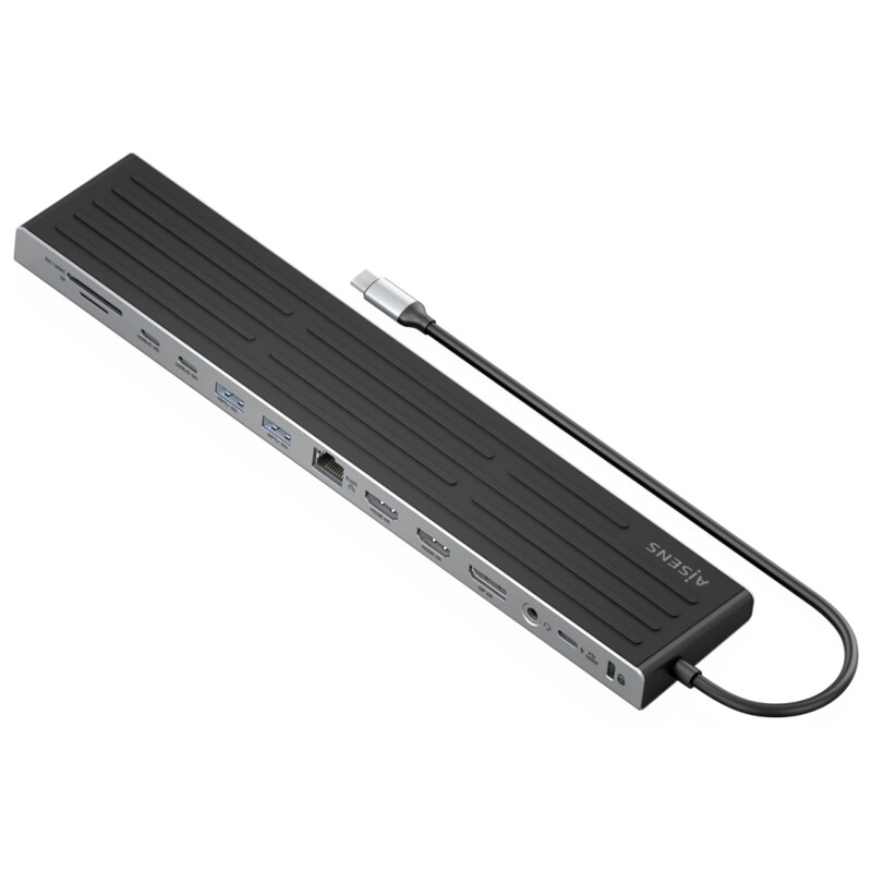 AISENS USB-C Dock 13 en 1, USB-C A 2xHDMI, 1xDisplayPort, 1xRJ45, 3xUSB-A, 2xUSB-C, 1xUSB-C PD, 1xSD, 1xMicro SD, 1xAudio, 1xRan