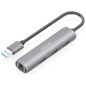 AISENS USB3.0 Dock USB-A A Ethernet Gigabit + Hub 3xUSB-A, Gris, 15cm