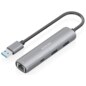 AISENS USB3.0 Dock USB-A A Ethernet Gigabit + Hub 1xUSB-C+2xUSB-A, Gris, 15cm