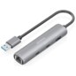 AISENS USB3.0 Dock USB-A A Ethernet Gigabit + Hub 2xUSB-C+1xUSB-A, Gris, 15cm