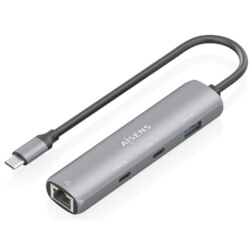 AISENS Dock USB-C A Ethernet Gigabit + Hub 2xUSB-C+1xUSB-A, Gris, 15cm
