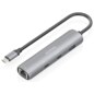 AISENS Dock USB-C A Ethernet Gigabit + Hub 2xUSB-C+1xUSB-A, Gris, 15cm
