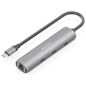 AISENS Dock USB-C A Ethernet Gigabit + Hub 3xUSB-C, Gris, 15cm