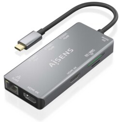 AISENS ASUC-9P018-GR base para portátil y replicador de puertos Alámbrico USB 3.2 Gen 1 (3.1 Gen 1) Type-C