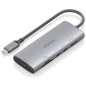 AISENS USB-C Dock 6 en 1, USB-C a 1xHDMI, 1xUSB-A 10G, 2xUSB-C 10G, 1xSD, 1xMicroSD, Gris, 20cm