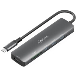 AISENS ASUC-6P024-GR base para portátil y replicador de puertos Alámbrico USB 3.2 Gen 1 (3.1 Gen 1) Type-C