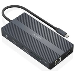 AISENS ASUC-12P017-GR base para portátil y replicador de puertos Alámbrico USB 3.2 Gen 1 (3.1 Gen 1) Type-C
