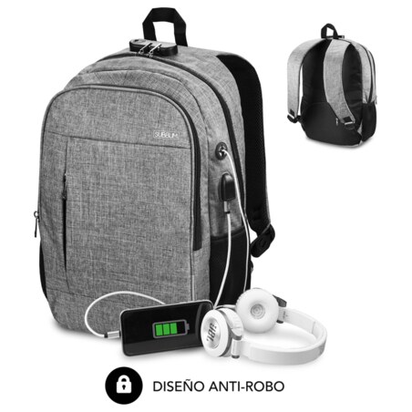 SUBBLIM Mochila para Portátil Urban Lock Backpack 16" Grey