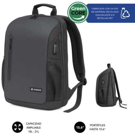 SUBBLIM Nomad Xpand Air Padding mochila City backpack Negro Poliéster reciclado