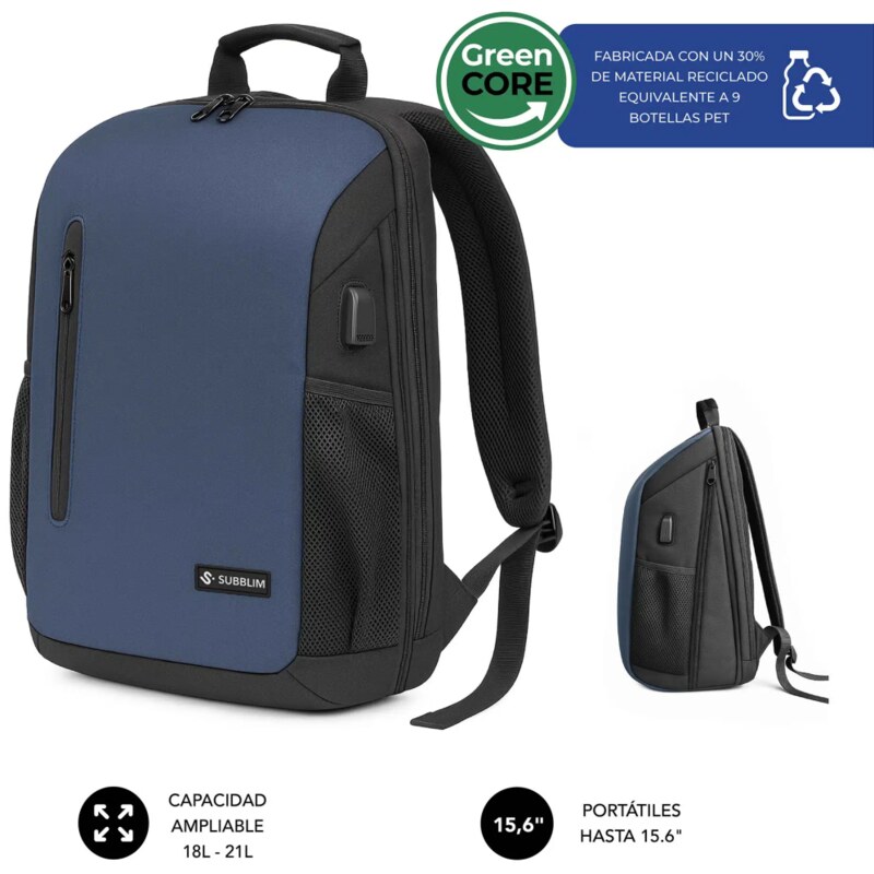 SUBBLIM Nomad Xpand Air Padding mochila City backpack Azul Poliéster reciclado
