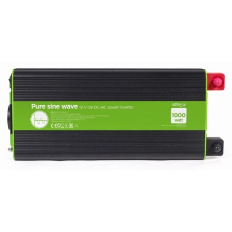 Gembird EG-PWC-PS1000-01 adaptador e inversor de corriente Auto 1000 W Negro, Verde