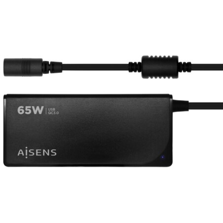 AISENS Cargador 65 W Automatico Universal Multitension Para Portatil Con 9 Conectores + USB-A QC.3.0