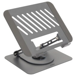 TooQ Soporte Elevador con rotación 360° y ajustable, para dispositivos de 11”-17”, Color Gris Oscuro