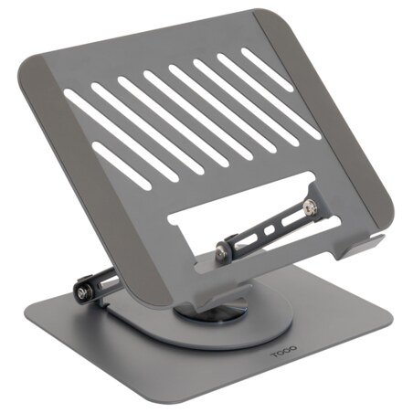 TooQ Soporte Elevador con rotación 360° y ajustable, para dispositivos de 11”-17”, Color Gris Oscuro