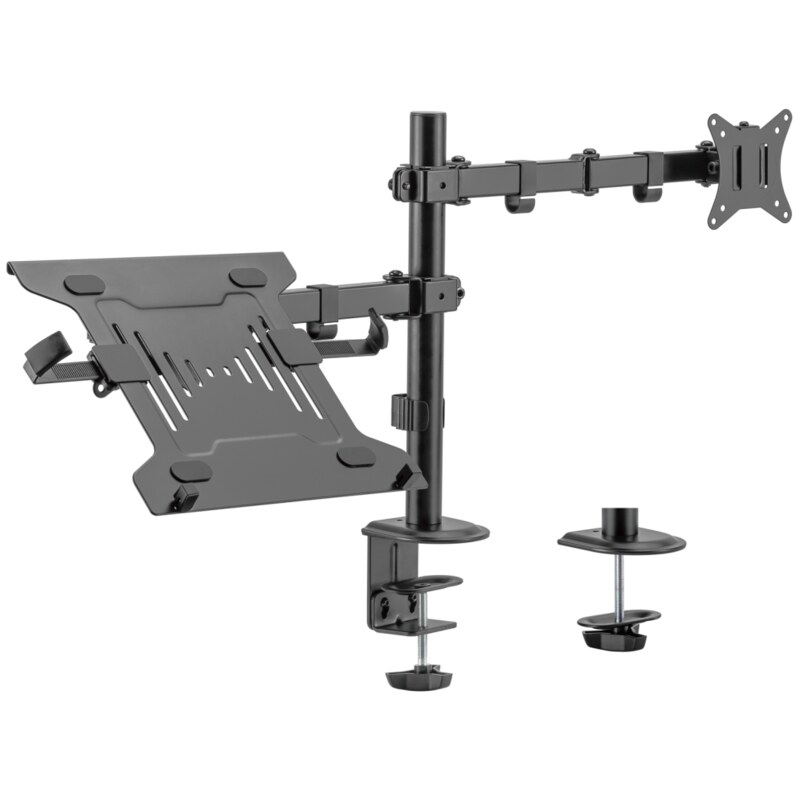 Ewent EW1519 soporte para ordenador portátil Soporte de mesa con estante para ordenador portátil y brazo para monitor Negro 39,6