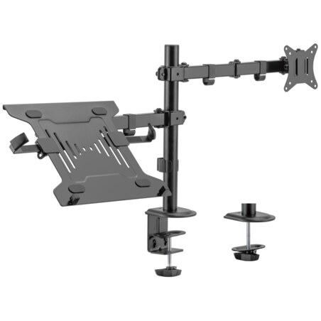 Ewent EW1519 soporte para ordenador portátil Soporte de mesa con estante para ordenador portátil y brazo para monitor Negro 39,6