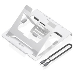 AISENS Soporte de Sobremesa Ajustable para Portatil / Tablet con USB-C Docking 7 en 1, Gris