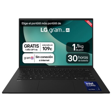 LG Gram 14Z90T-G.AD8BB ordenador portatil Intel Core Ultra 7 255H Portátil 35,6 cm (14") WUXGA 32 GB LPDDR5x-SDRAM 2 TB SSD Wi-F