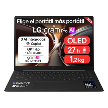 LG Gram Pro 16Z90U 16" Copilot+ PC Intel Core Ultra X7 358H Portátil 40,6 cm (16") WQXGA+ 32 GB LPDDR5x-SDRAM 512 GB SSD Windows