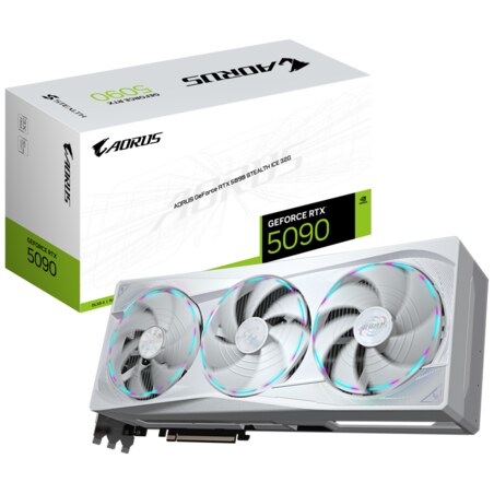 GIGABYTE AORUS GeForce RTX 5090 STEALTH ICE 32G Tarjeta Gráfica - 32GB GDDR7, 512bit, PCI-E 5.0, 2655MHz Frecuencia del núcleo, 
