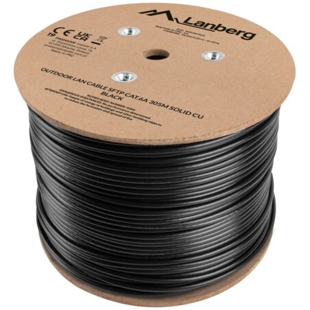 Lanberg LCS6-21CU-0305-BK cable de red Negro 305 m Cat6a S/FTP (S-STP) Alrededor