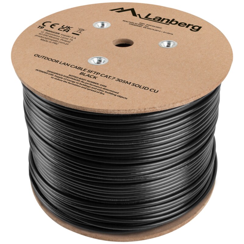 Lanberg LCS7-21CU-0305-BK cable de red Negro 305 m Cat7 S/FTP (S-STP) Alrededor