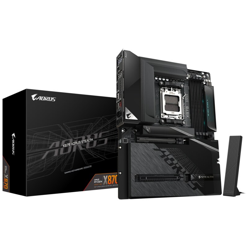 GIGABYTE X870 AORUS STEALTH Placa Base - Compatible con procesadores AMD Ryzen 9000, VRM digital de 16+2+2 fases, hasta 8200MHz 